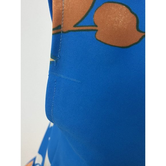 Nani of Hawaii Women's 11 Hawaiian Maxi Dress Blue Brown Floral Muumuu Shift - Picture 4 of 12